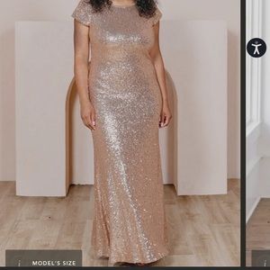 Revelry bridesmaid rose gold sequined dress